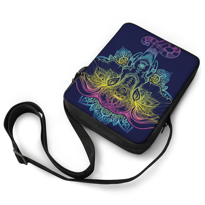 Rainbow Indian Elephant Print Rectangular Crossbody Bag