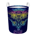 Rainbow Indian Elephant Print Round Laundry Basket