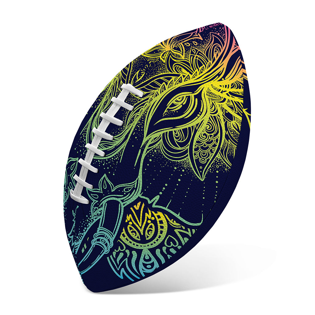 Rainbow Indian Elephant Print Rugby Ball