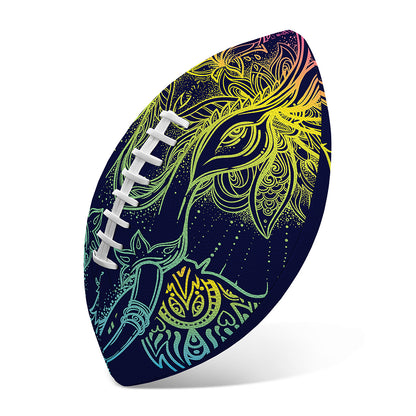 Rainbow Indian Elephant Print Rugby Ball