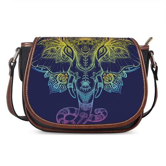 Rainbow Indian Elephant Print Saddle Bag