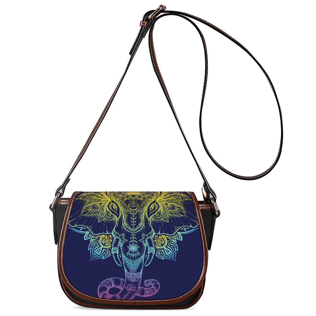Rainbow Indian Elephant Print Saddle Bag