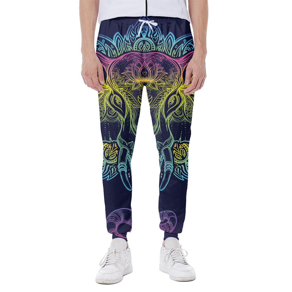 Rainbow Indian Elephant Print Scuba Joggers