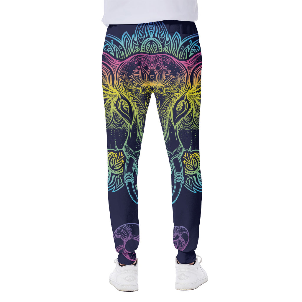 Rainbow Indian Elephant Print Scuba Joggers