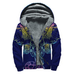Rainbow Indian Elephant Print Sherpa Lined Zip Up Hoodie