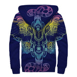 Rainbow Indian Elephant Print Sherpa Lined Zip Up Hoodie