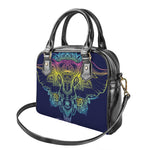 Rainbow Indian Elephant Print Shoulder Handbag