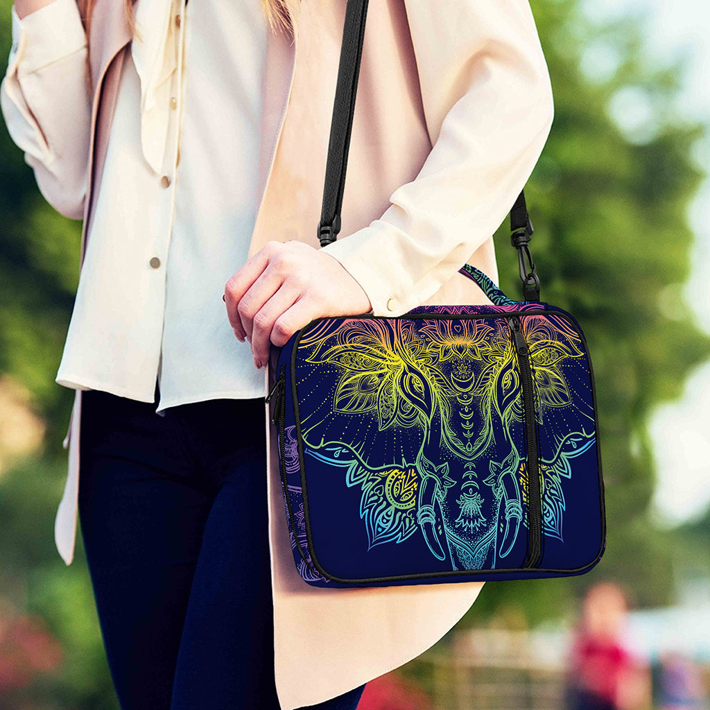 Rainbow Indian Elephant Print Shoulder Strap Bible Bag