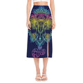 Rainbow Indian Elephant Print Side Slit Midi Skirt