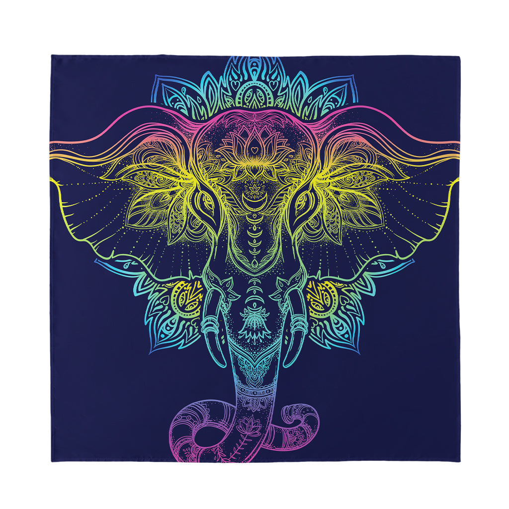 Rainbow Indian Elephant Print Silk Bandana
