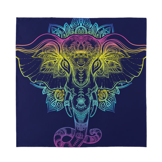 Rainbow Indian Elephant Print Silk Bandana