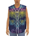 Rainbow Indian Elephant Print Sleeveless Baseball Jersey