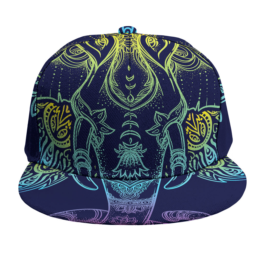 Rainbow Indian Elephant Print Snapback Cap