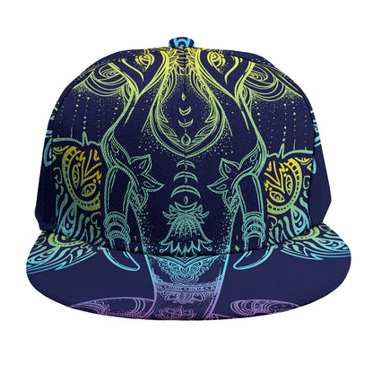 Rainbow Indian Elephant Print Snapback Cap