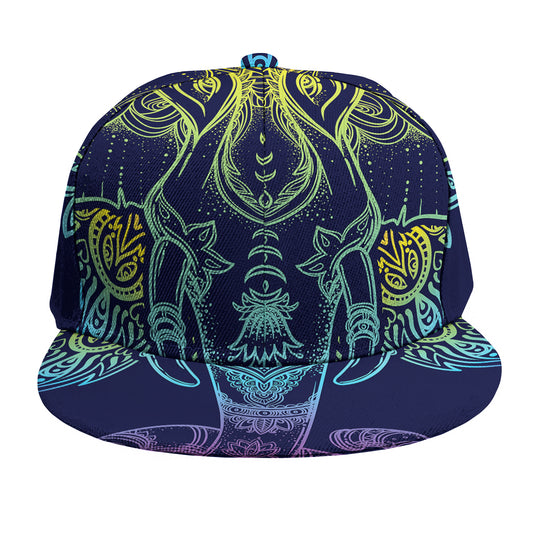 Rainbow Indian Elephant Print Snapback Cap