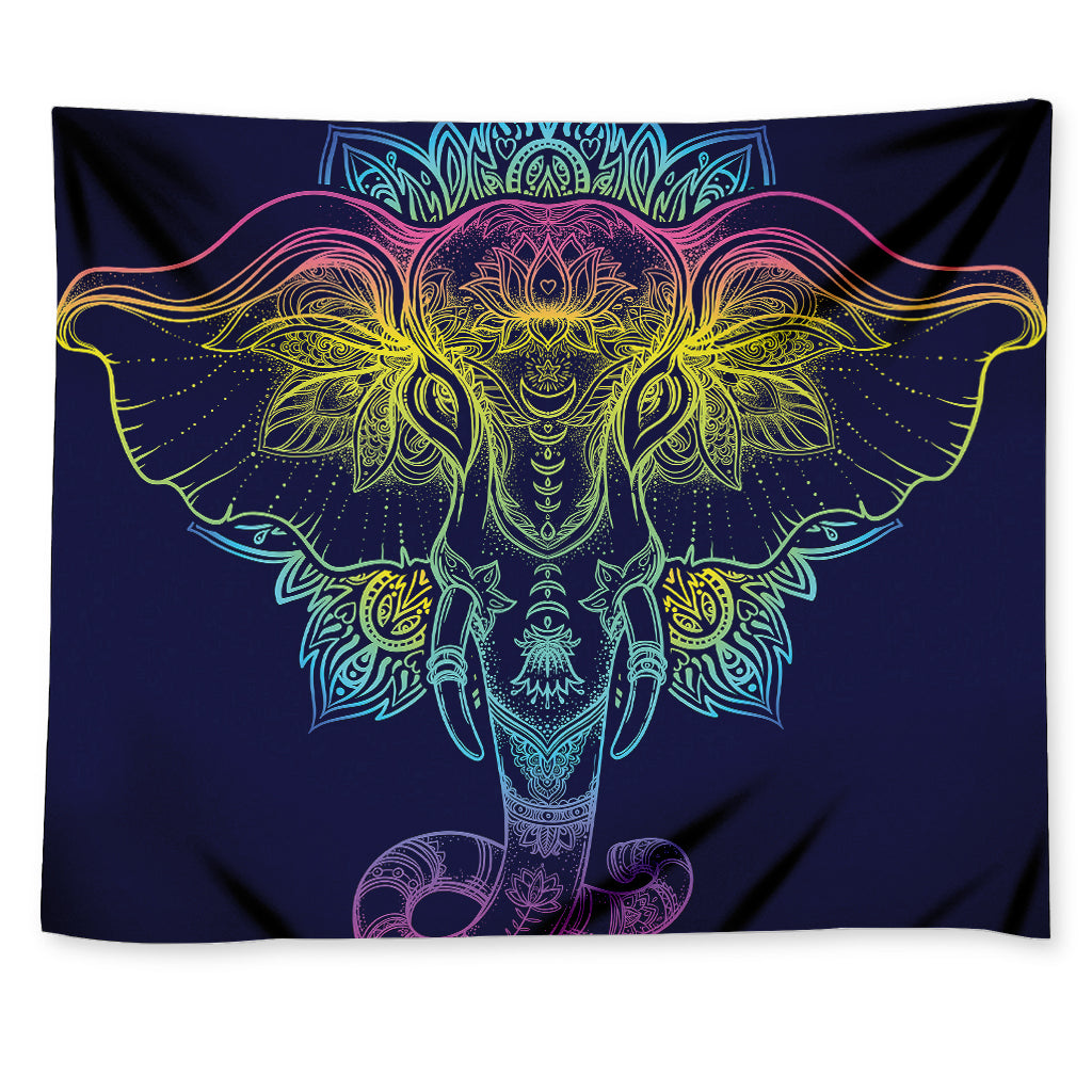 Rainbow Indian Elephant Print Tapestry