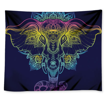 Rainbow Indian Elephant Print Tapestry