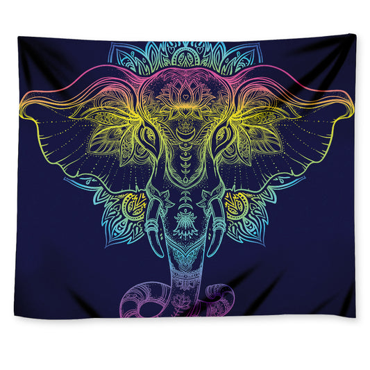 Rainbow Indian Elephant Print Tapestry