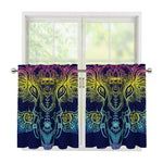 Rainbow Indian Elephant Print Tier Curtains