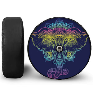 Rainbow Indian Elephant Print Tire Cover With Camera Hole