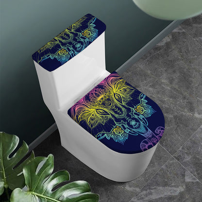Rainbow Indian Elephant Print Toilet Lid And Tank Cover Set