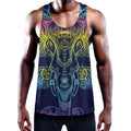 Rainbow Indian Elephant Print Men's Workout Tank Top