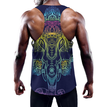 Rainbow Indian Elephant Print Training Tank Top