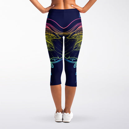 Rainbow Indian Elephant Print Women's Capri Leggings