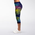 Rainbow Indian Elephant Print Women's Capri Leggings
