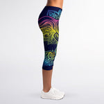 Rainbow Indian Elephant Print Women's Capri Leggings