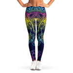 Rainbow Indian Elephant Print Women's Leggings