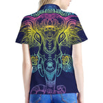 Rainbow Indian Elephant Print Women's Polo Shirt