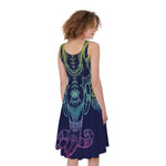 Rainbow Indian Elephant Print Women's Sleeveless Dress