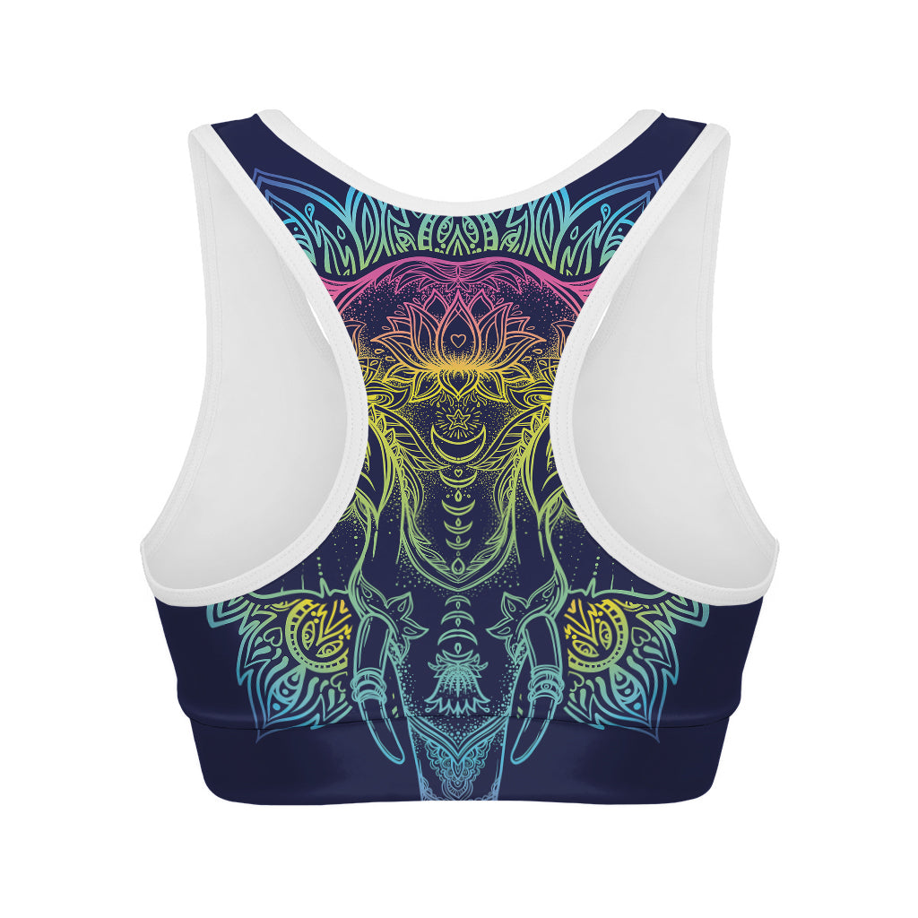 Rainbow Indian Elephant Print Women's Sports Bra