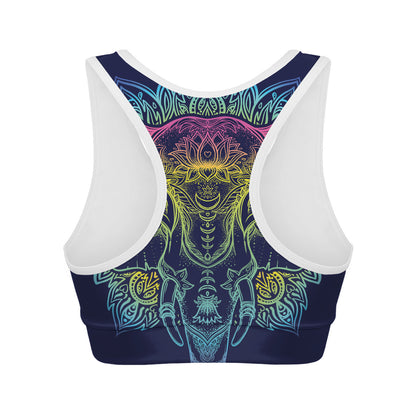 Rainbow Indian Elephant Print Women's Sports Bra
