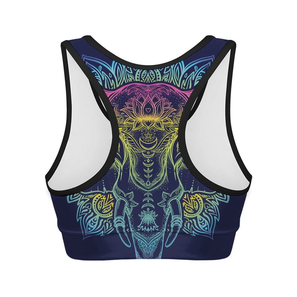Rainbow Indian Elephant Print Women's Sports Bra
