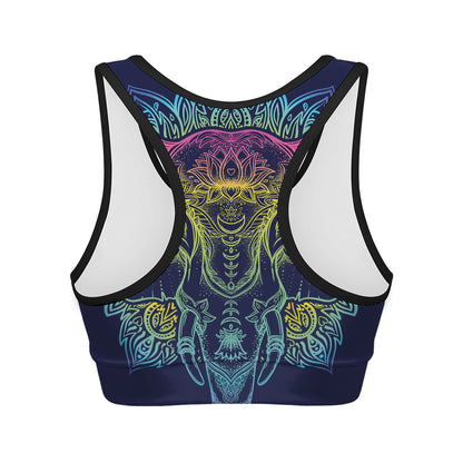 Rainbow Indian Elephant Print Women's Sports Bra