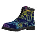 Rainbow Indian Elephant Print Padded Collar Lace Up Boots
