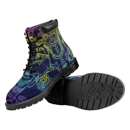 Rainbow Indian Elephant Print Work Boots