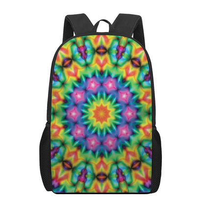 Rainbow Kaleidoscope Print 17 Inch Backpack