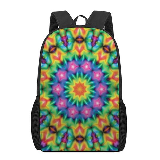 Rainbow Kaleidoscope Print 17 Inch Backpack