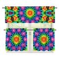 Rainbow Kaleidoscope Print 3 Piece Kitchen Curtains