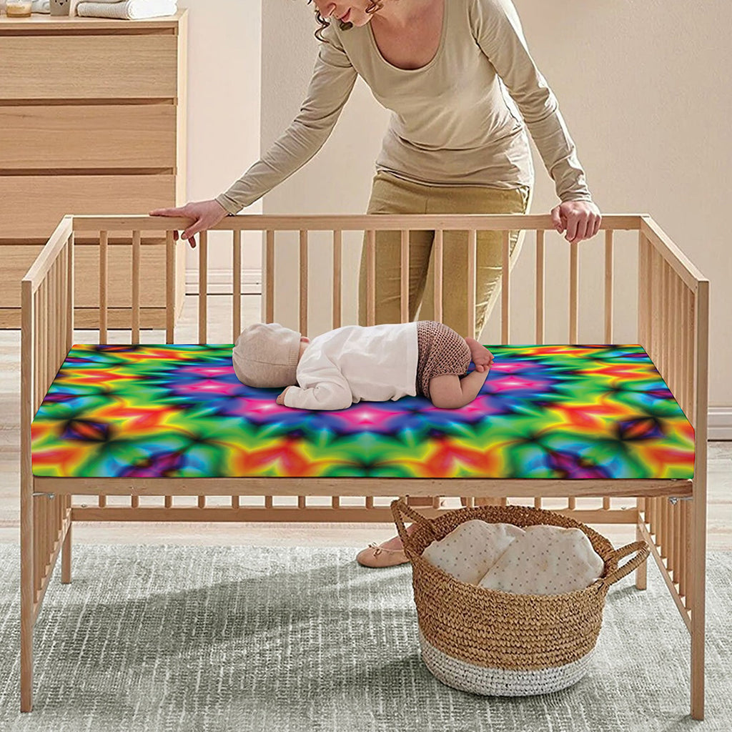 Rainbow Kaleidoscope Print Baby Crib Sheet
