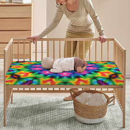 Rainbow Kaleidoscope Print Baby Crib Sheet