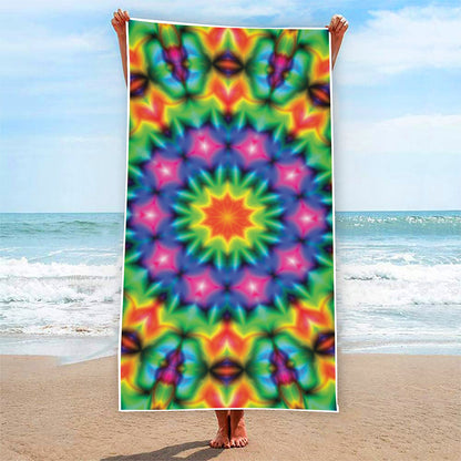 Rainbow Kaleidoscope Print Beach Towel