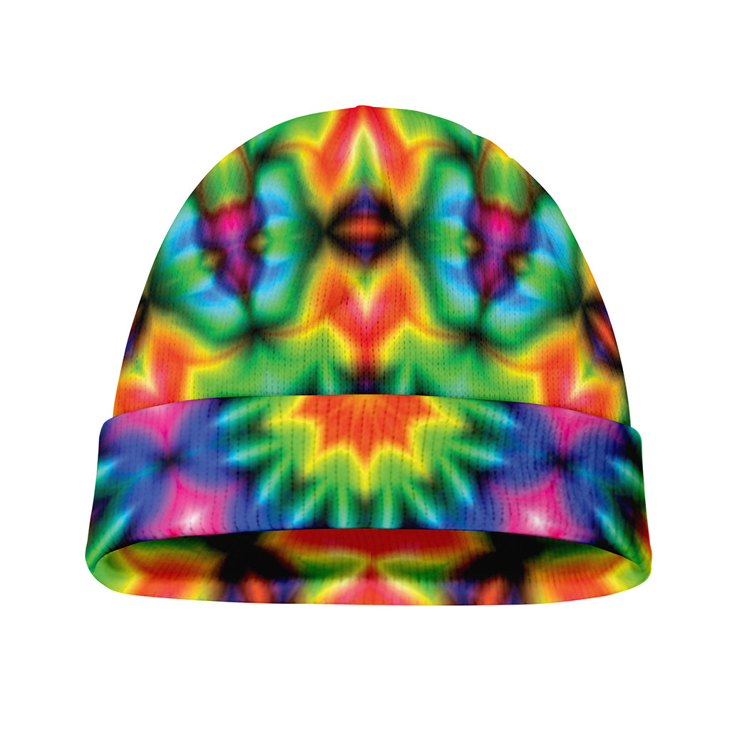 Rainbow Kaleidoscope Print Beanie