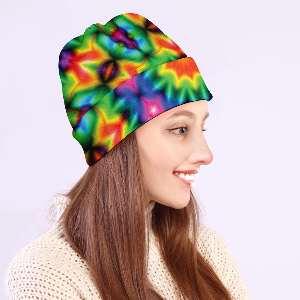 Rainbow Kaleidoscope Print Beanie