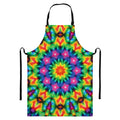 Rainbow Kaleidoscope Print Bib Apron With Pocket