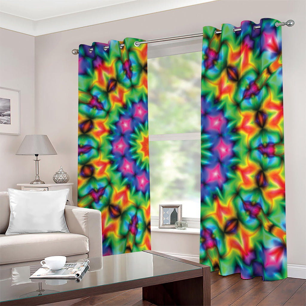 Rainbow Kaleidoscope Print Blackout Grommet Curtains