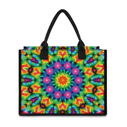 Rainbow Kaleidoscope Print Canvas Tote Bag